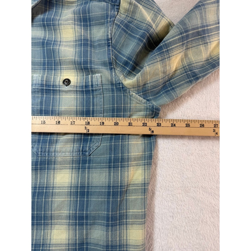 Marine Layer Mens XL Blue Cream Plaid Long Sleeve Button Down Flannel - Picture 4 of 5